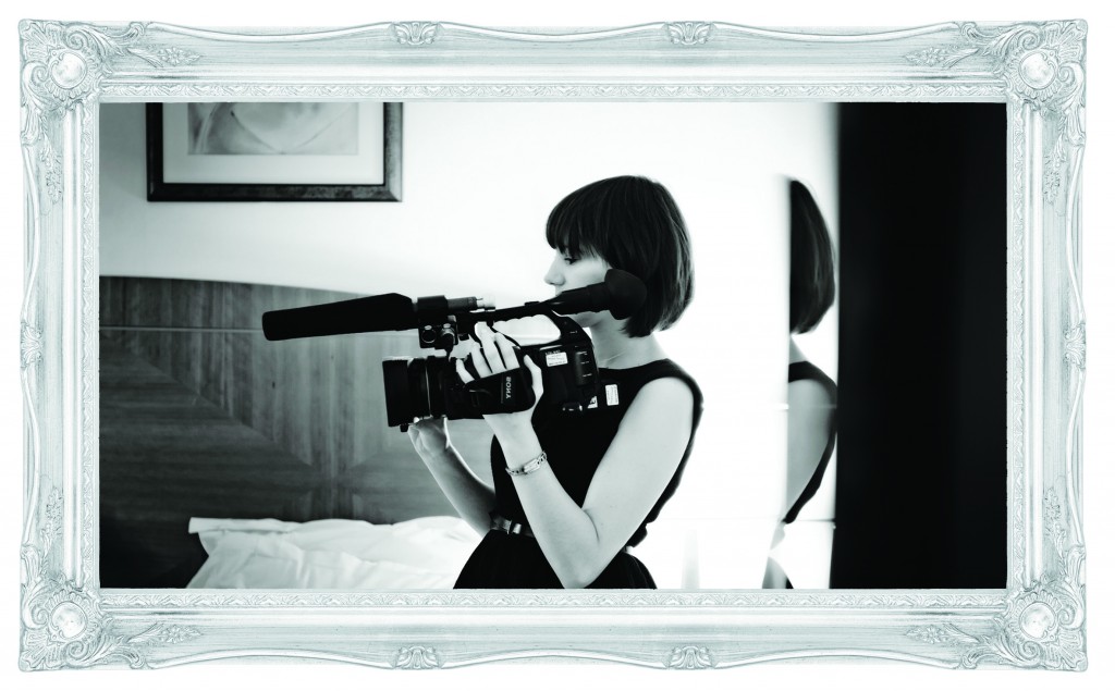 a black and white wedding photography taken my Mick Cookson Photography of Charlene at Love Gets Sweeter wedding videography working with him on a wedding in Cheshire with her sony video camera