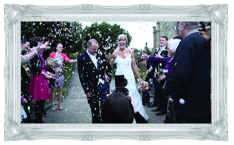 Bride and groom confetti wedding burscough ormskirk lancashire St Johns Church