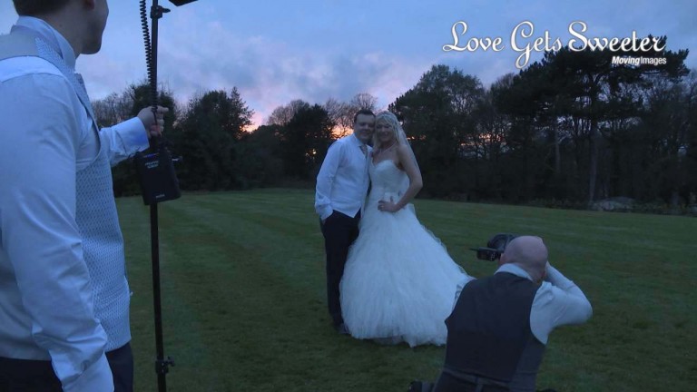 sun set off camera flash set up with A W Photograhy at Hyde Bank Farm wedding venue Stockport, Cheshire