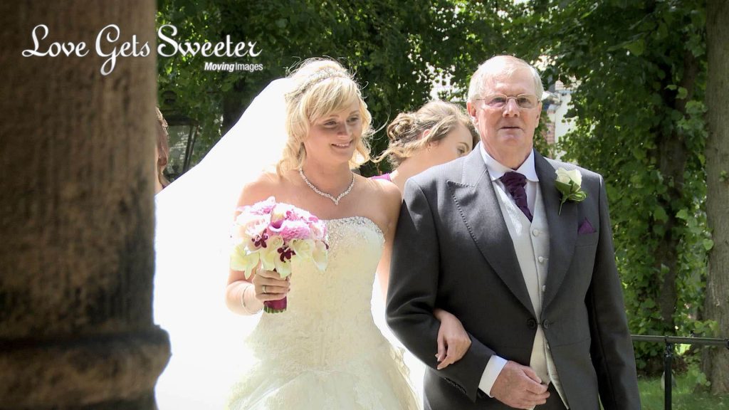 bride and grandad outside St Marys church Sandbach