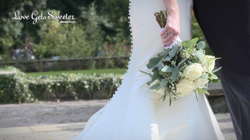 classic white flower bridal bouquet relaxed bride Eaves Hall