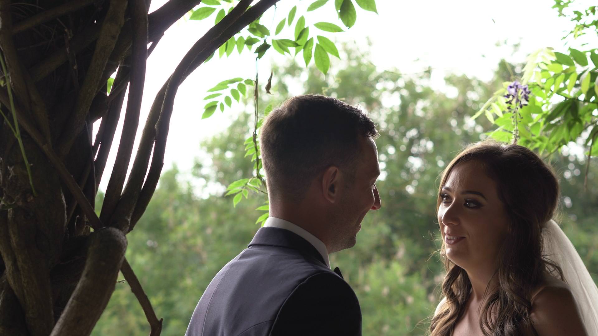 a bride and groom pose for Lesley Meredith photography at mitton hall