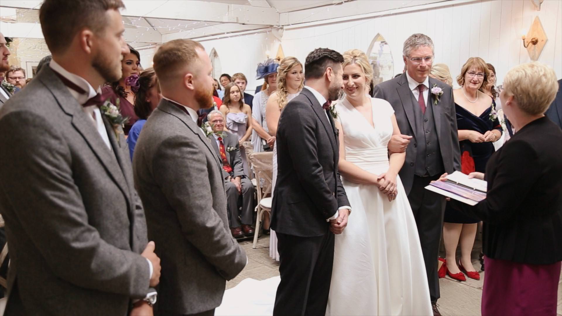 bride and groom smile at each other during a wyresdale wedding