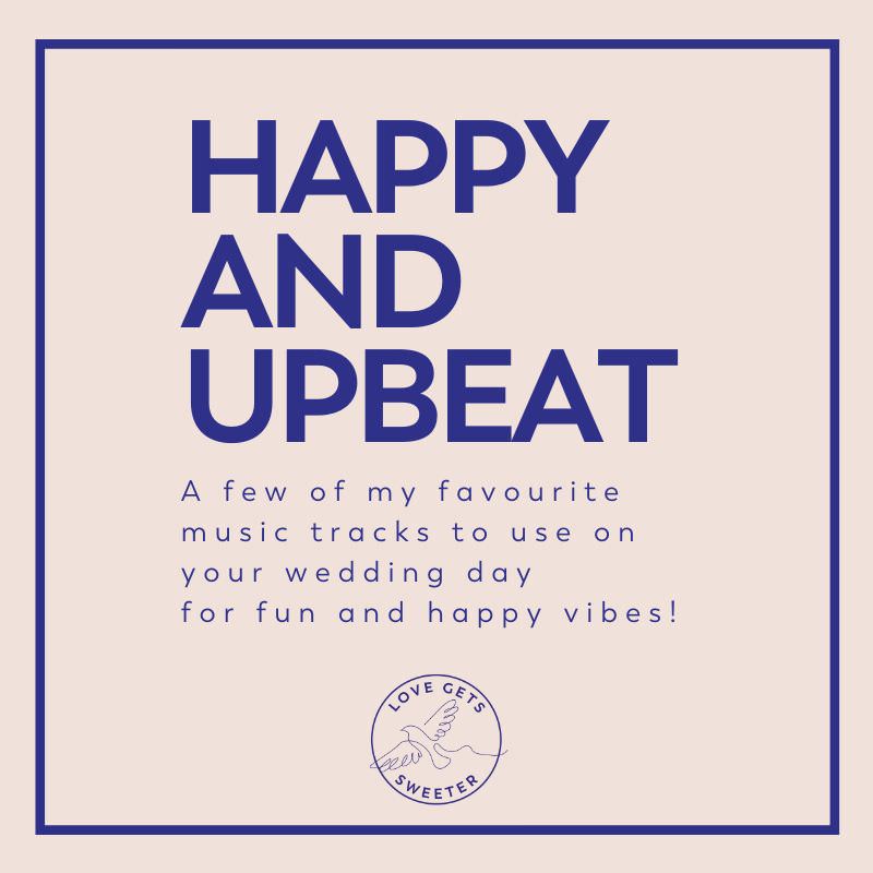 graphic for upbeat wedding music playlist ideas