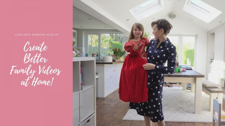 mum and daughter filming a video vlog