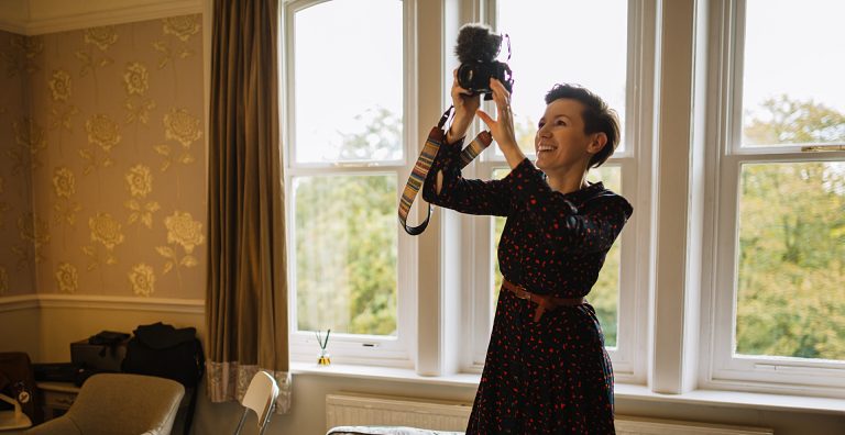 female videographer at Ashfield House Lancashire