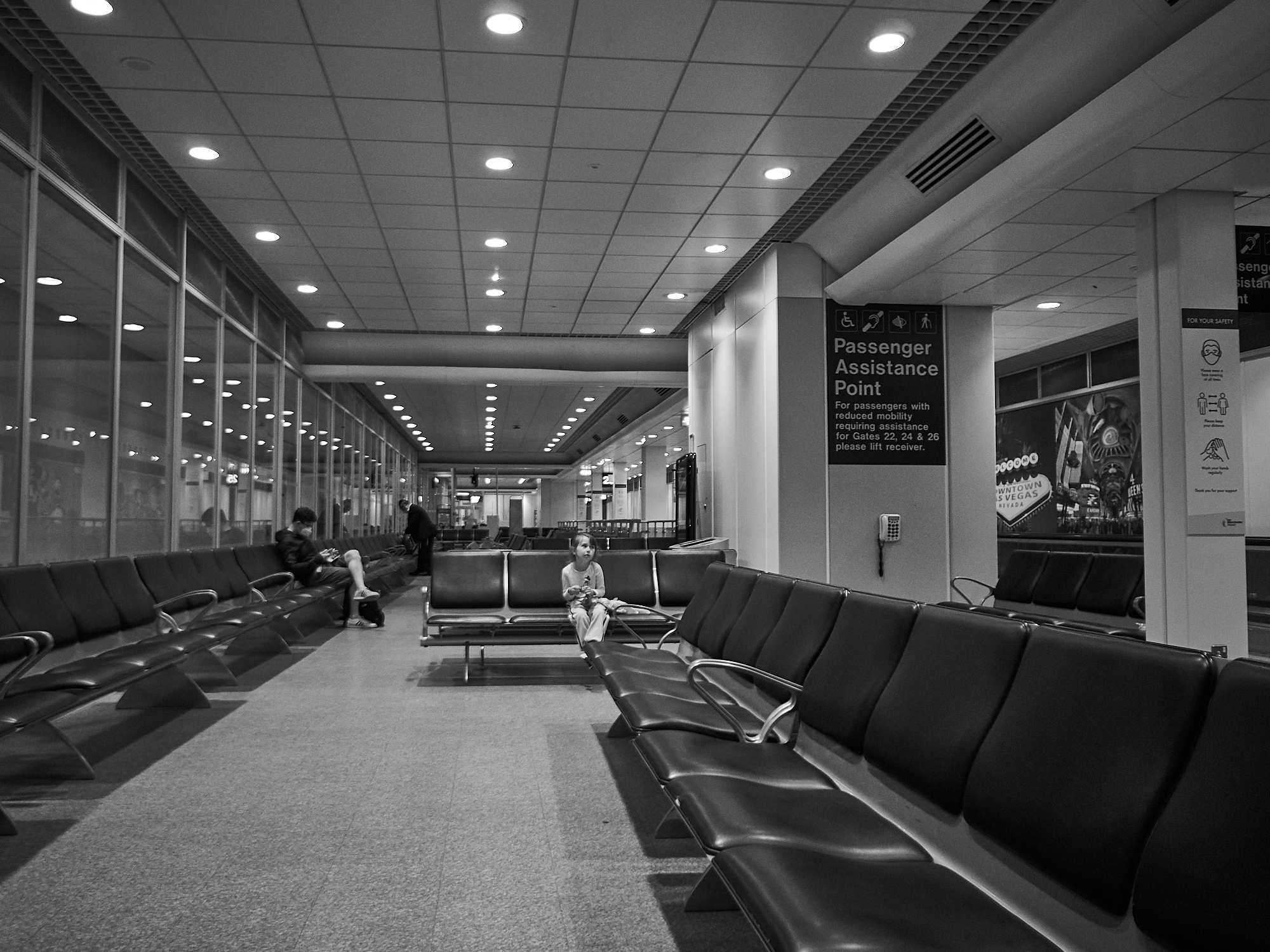 family waiting to board flight during covid