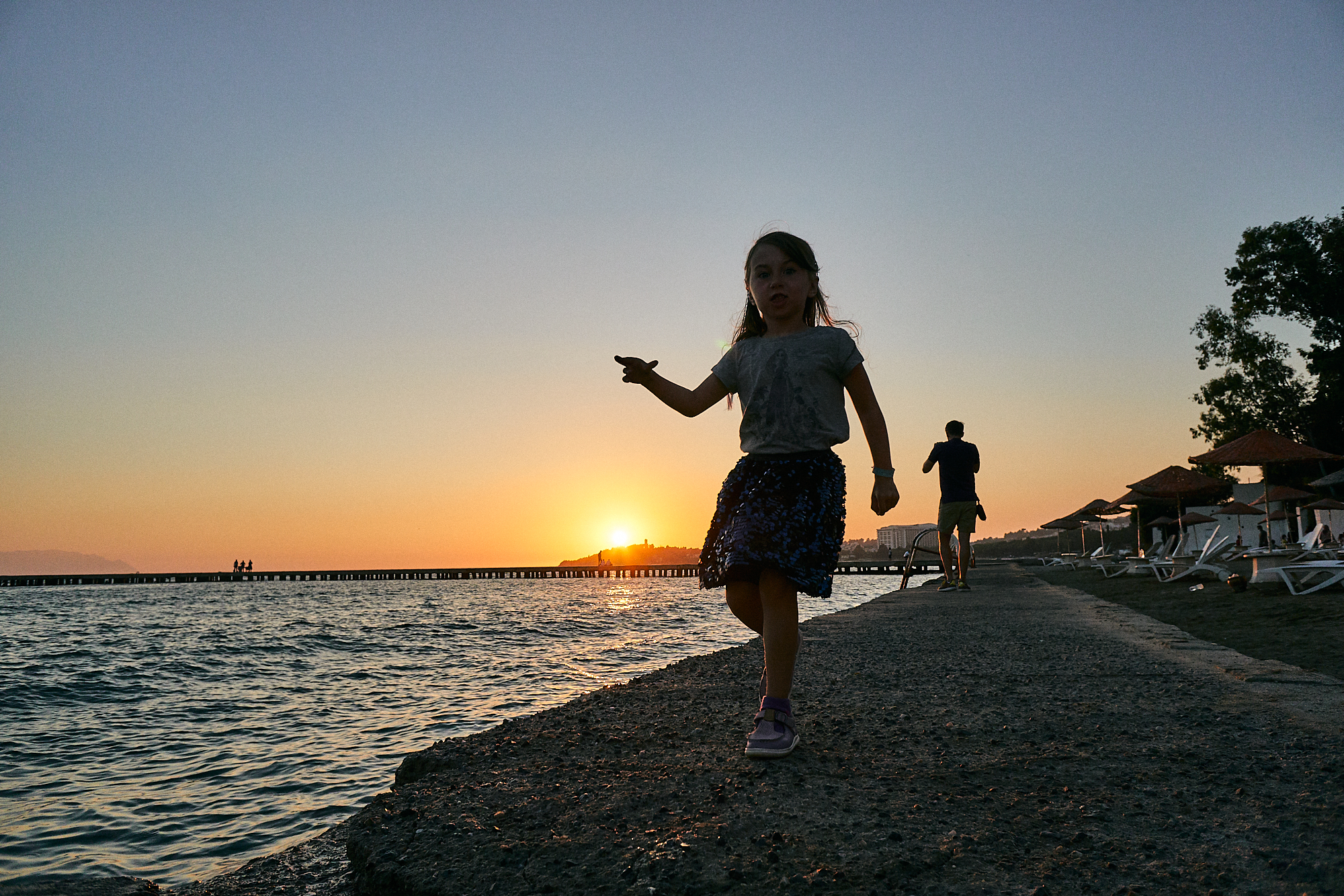 family at sunset in Turkey