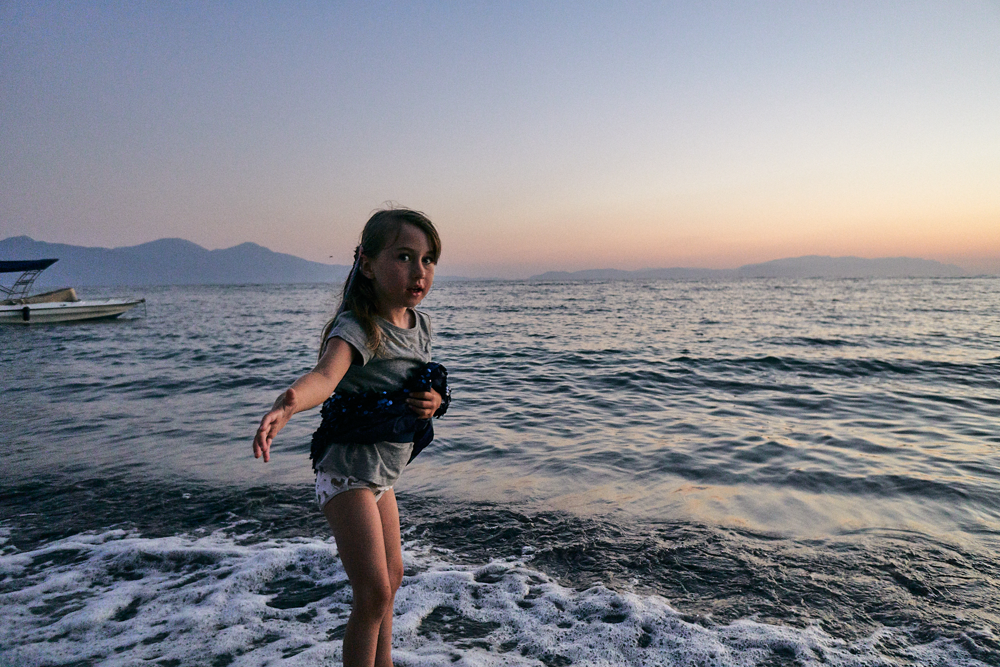 girl enjoying the sea in Kusadasi
