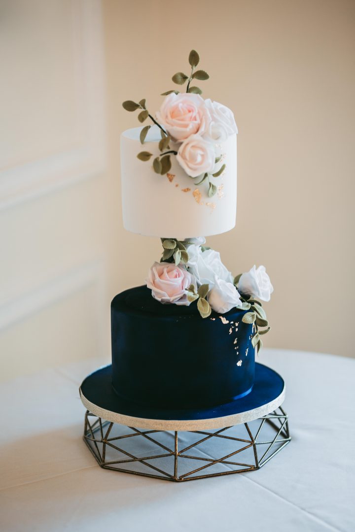 navy white and pink elizabeth anna cake design cake
