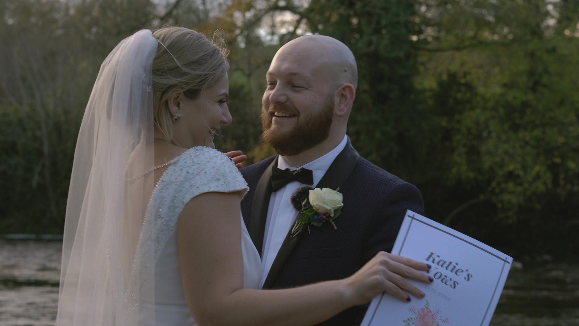 fun moment on video during outdoor wedding elopement