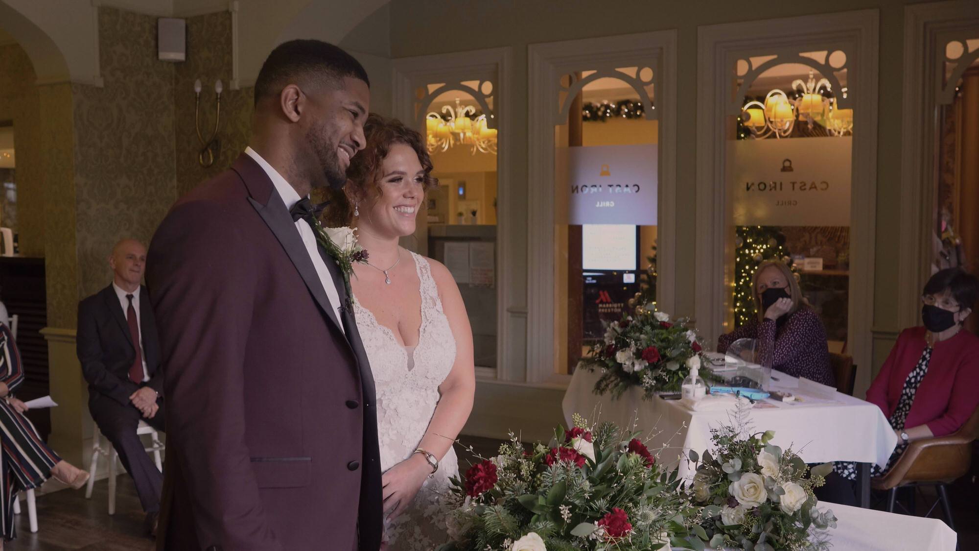 video still of couple getting married at Preston Marriott Lancashire