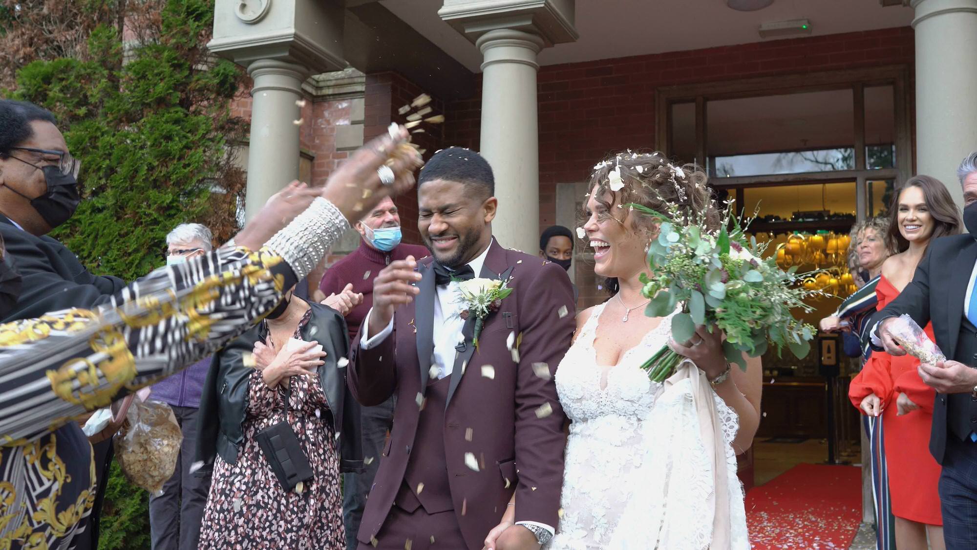 confetti outside Preston Marriott Hotel Lancashire