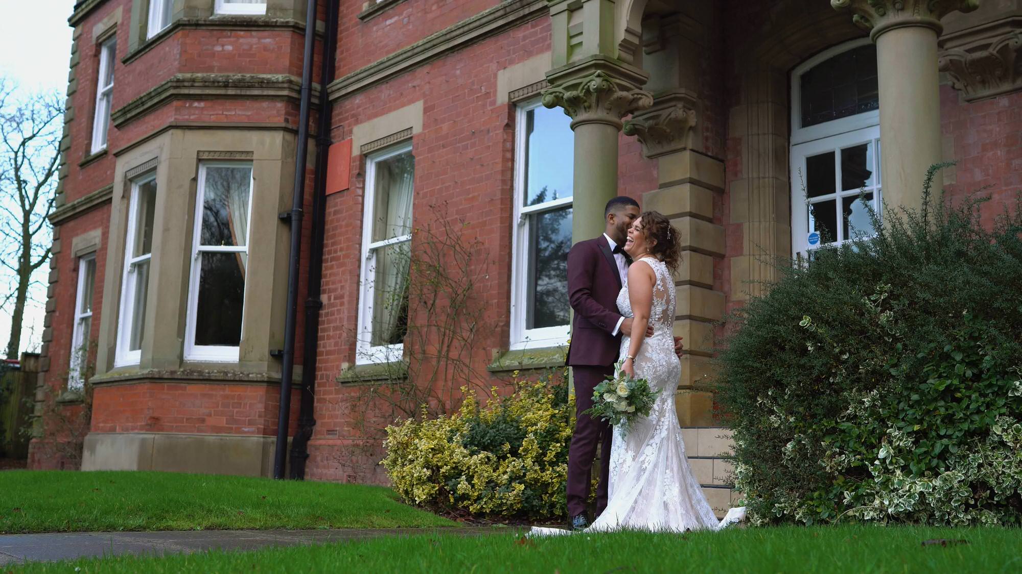 wedding video still of couple married in Preston