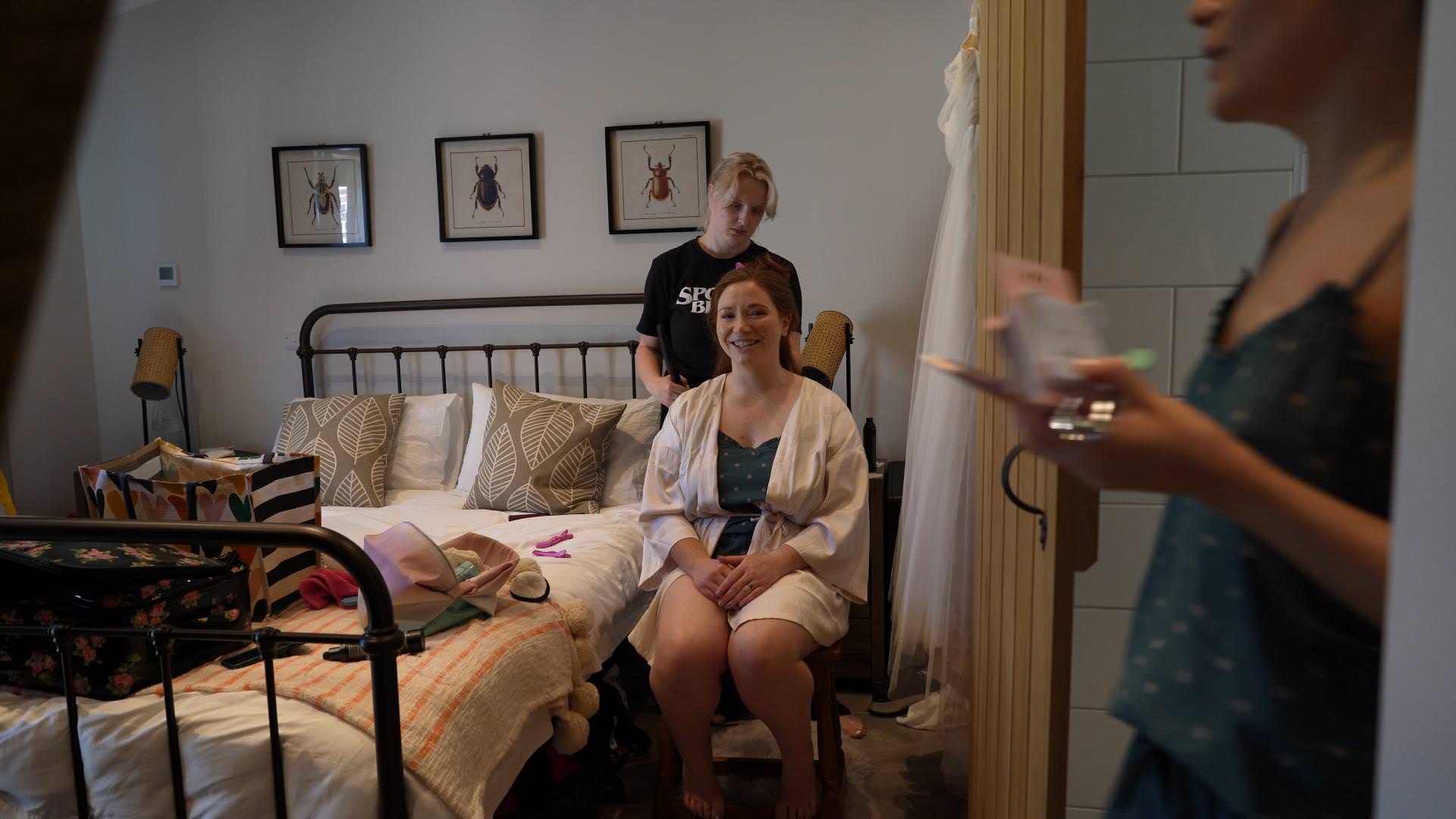 bride getting ready for wedding in cheshire