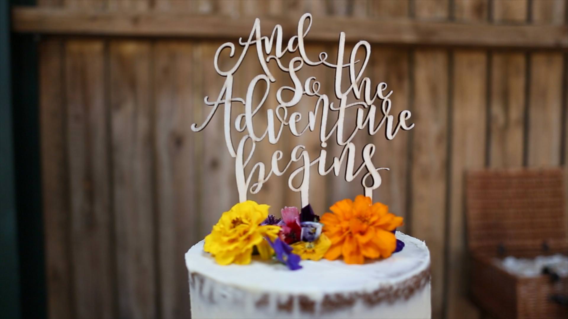 fun wood adventure cake topper