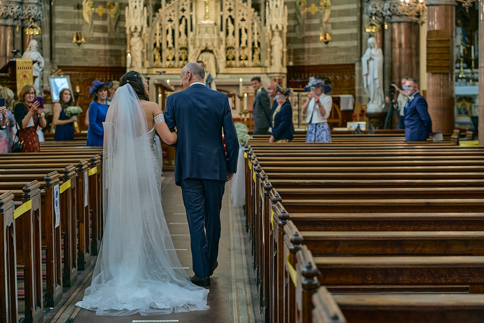 bride walks down aisle with dad in seaforth