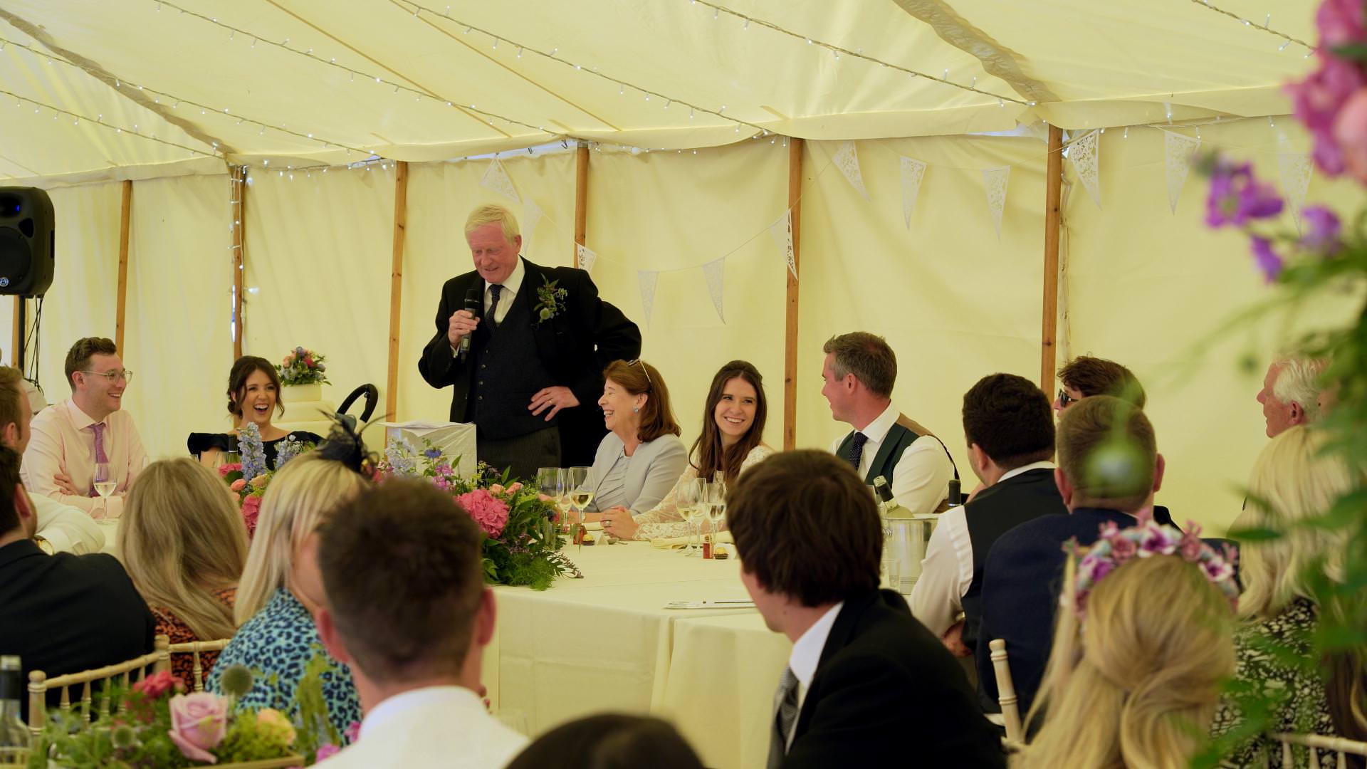 marquee wedding reception speeches