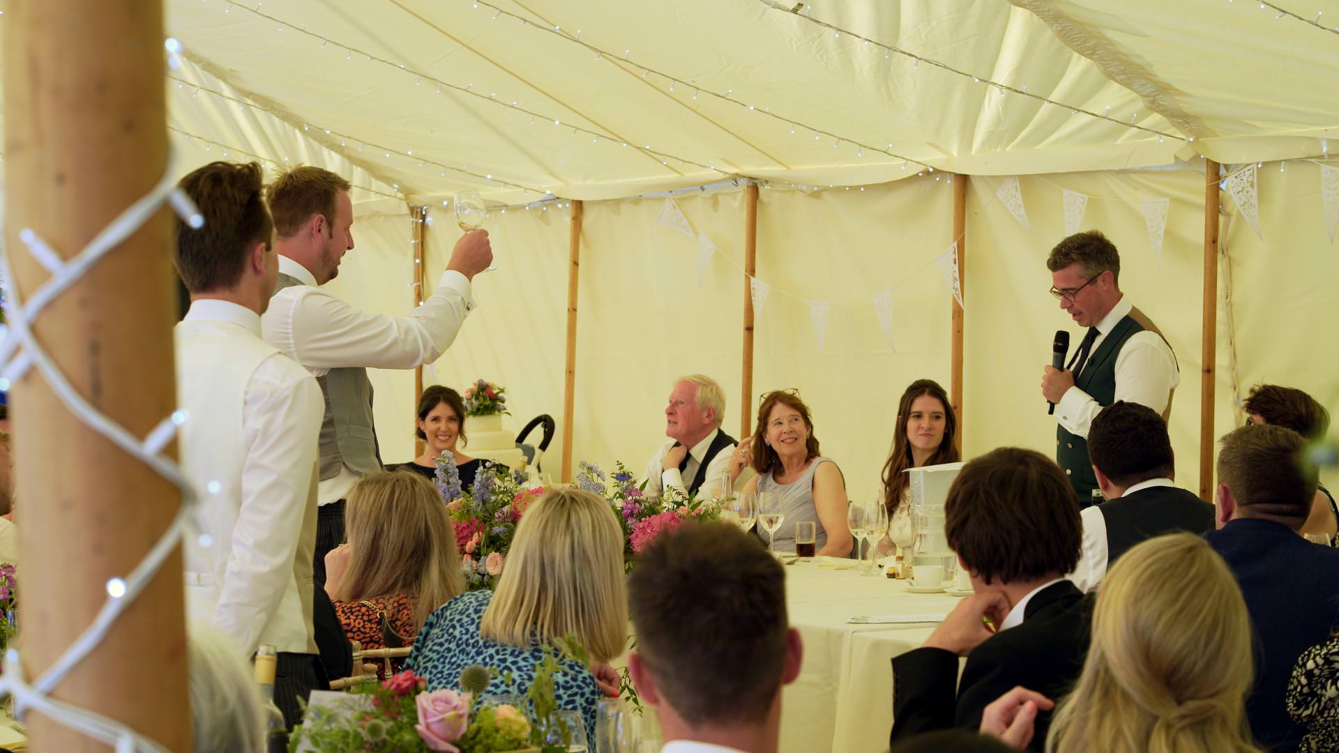 grooms speech in tipi in derbyshire