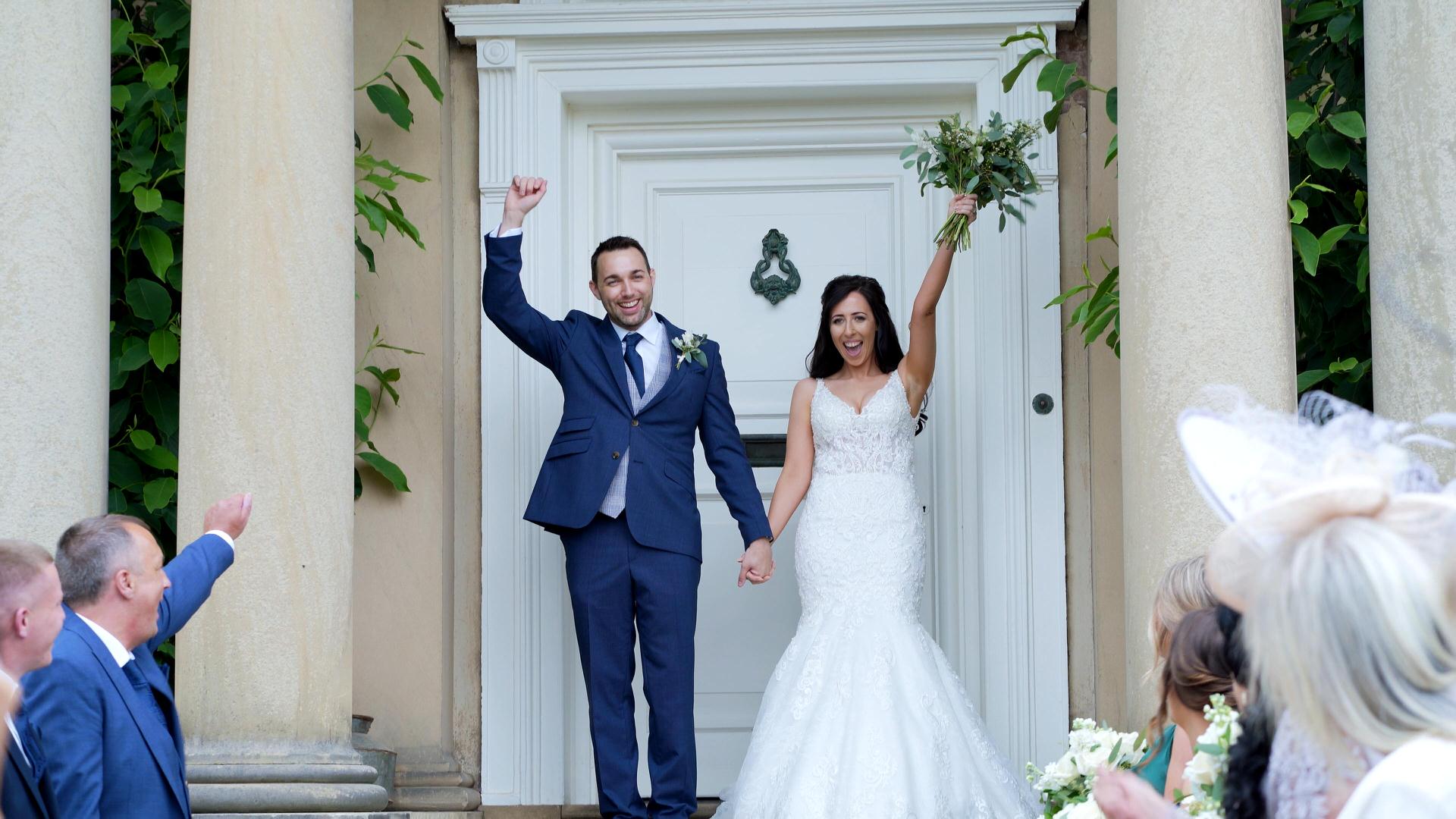 bride and groom just married outside Iscoyd Park