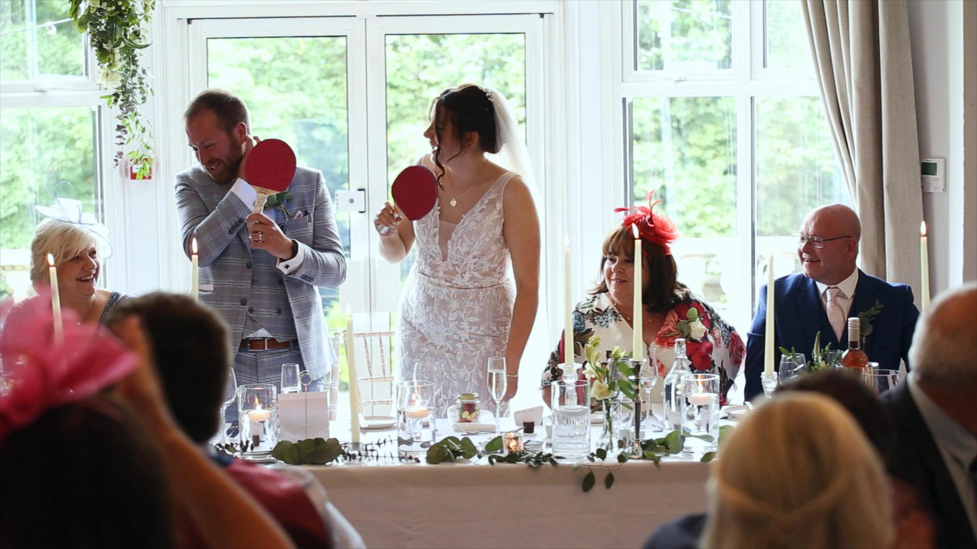 couple play mr and mrs quiz during best men speech
