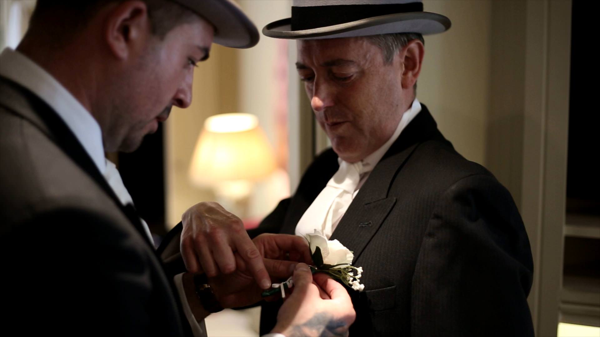 groomsmen getting ready on wedding morning