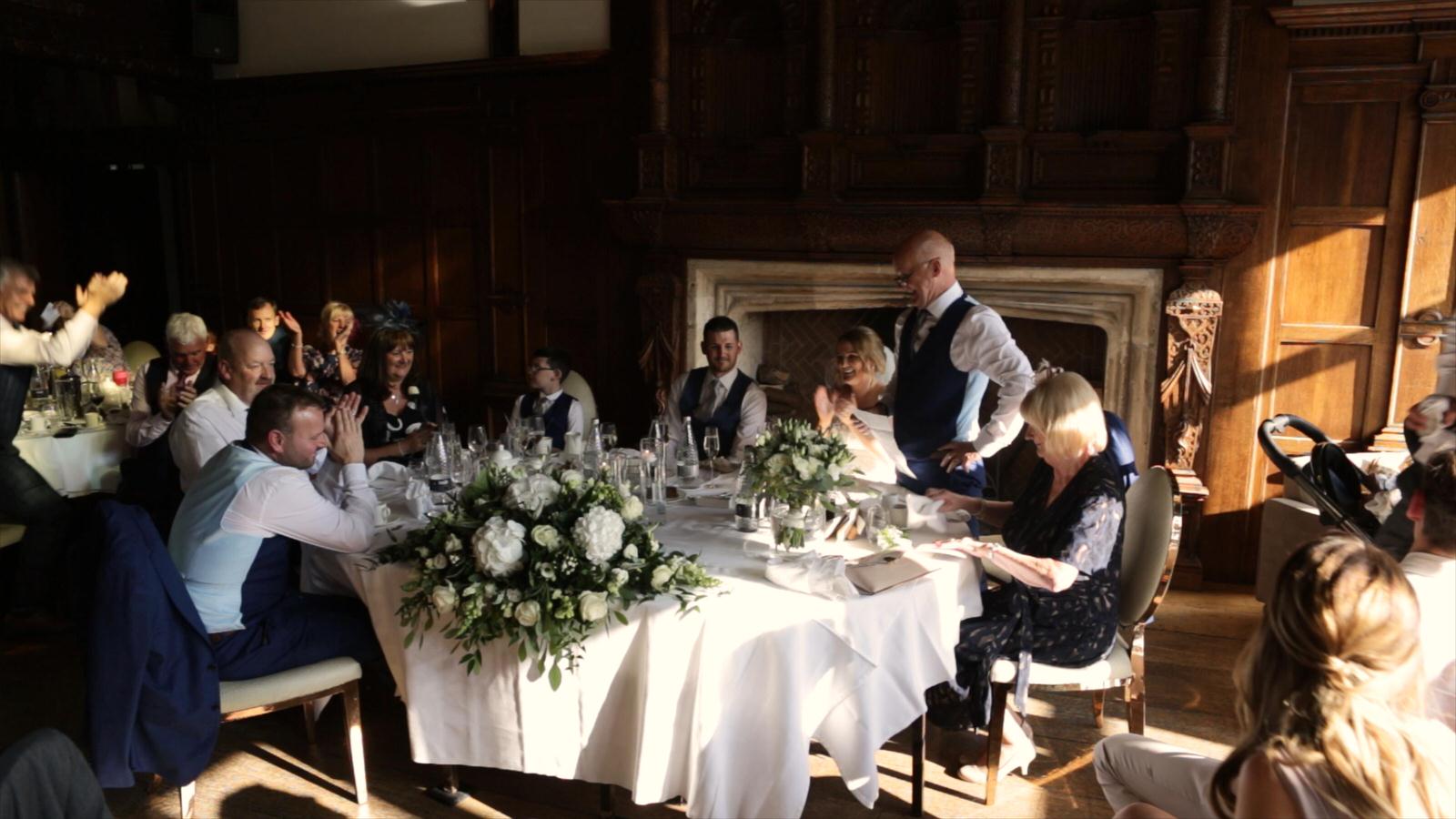 father of the bride stands for speech at Hillbark
