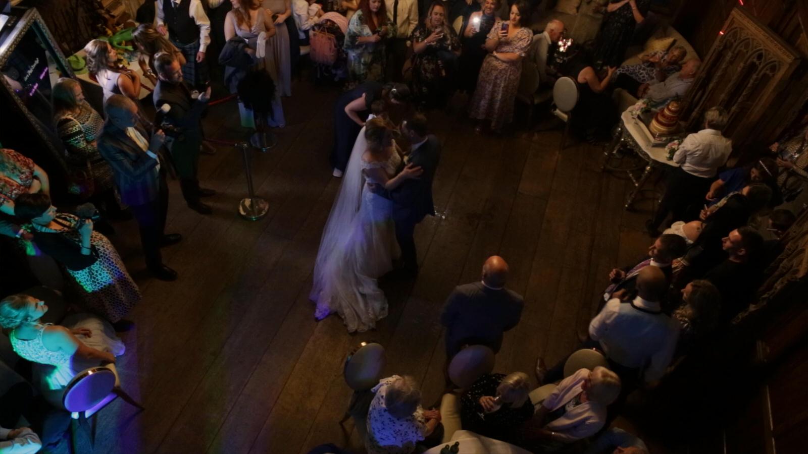 video shot of first dance from balcony at hillbark