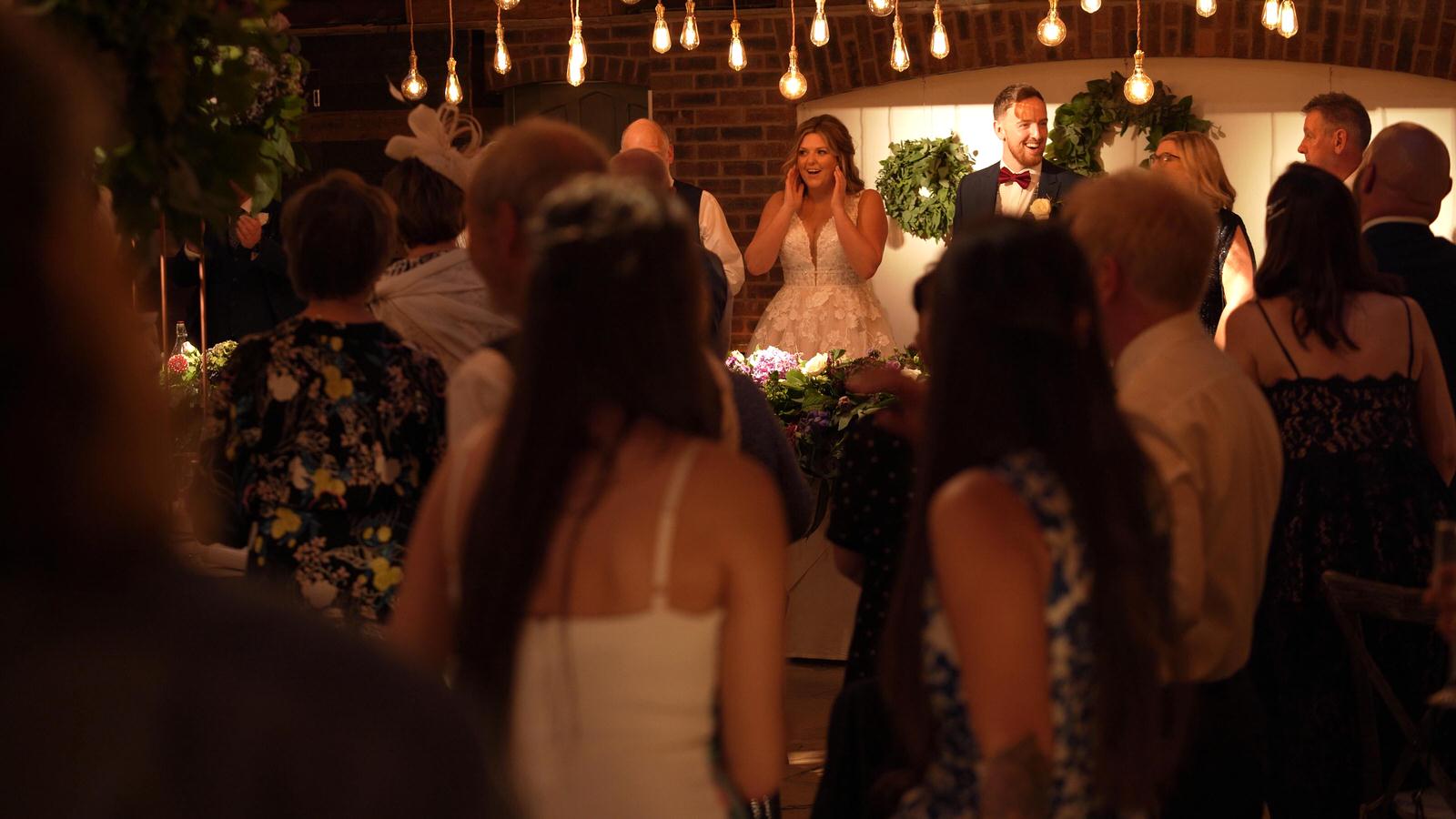 groom shocks bride with joke during speeches