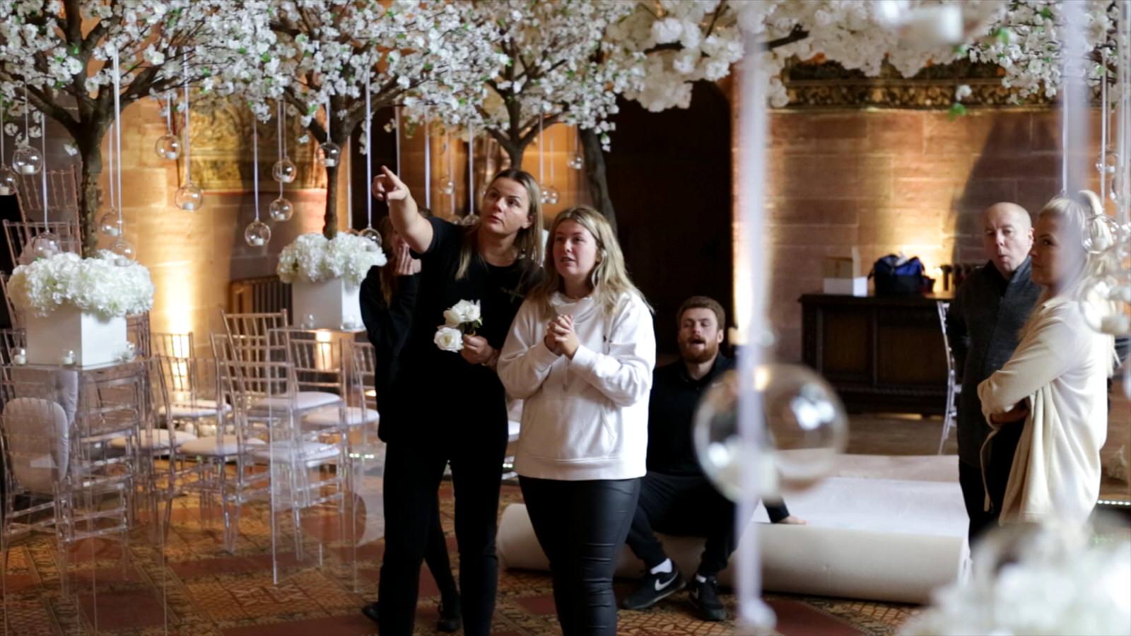 styling team setting up at peckforton castle