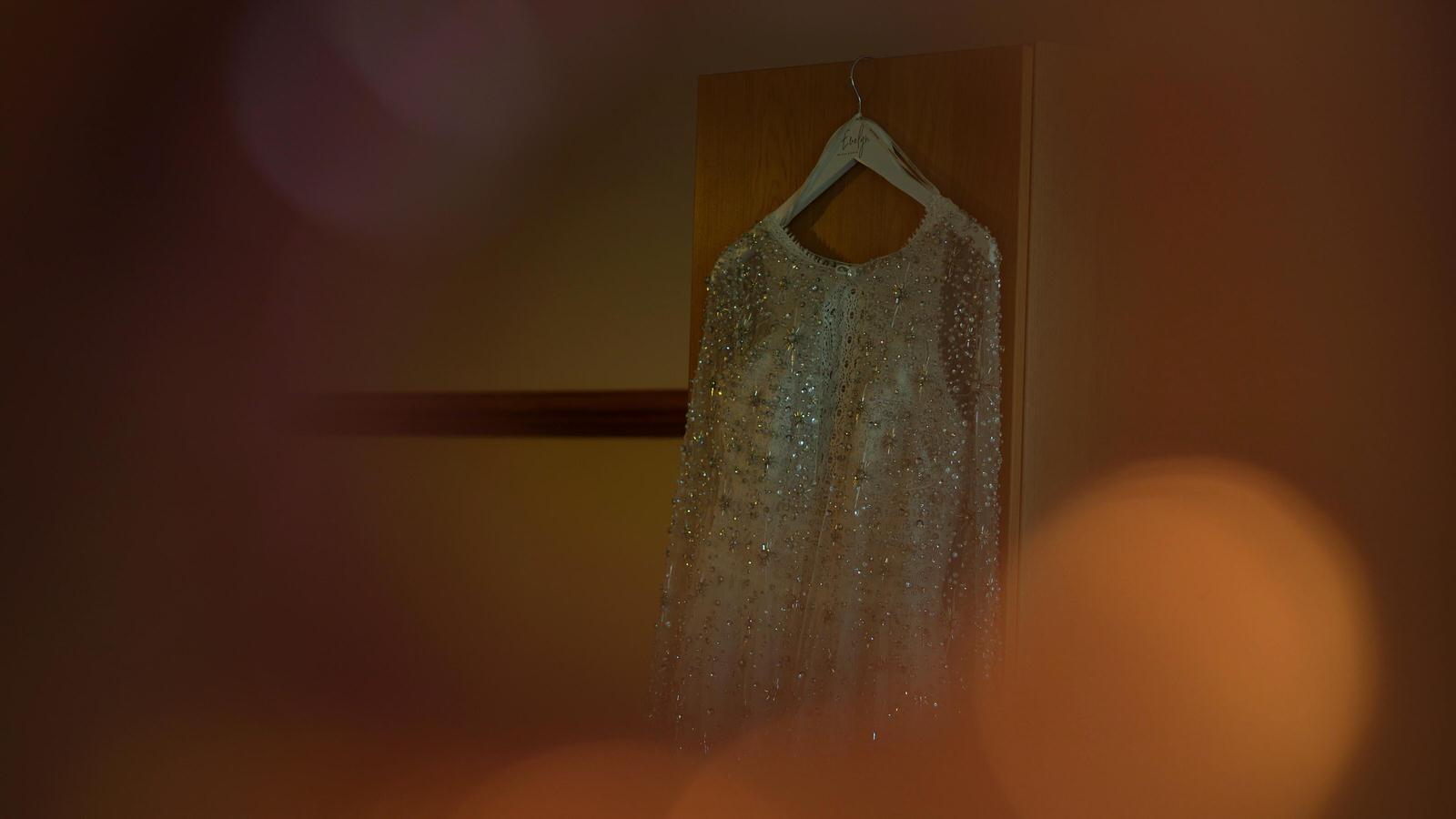 jenny packham wedding cape hangs up