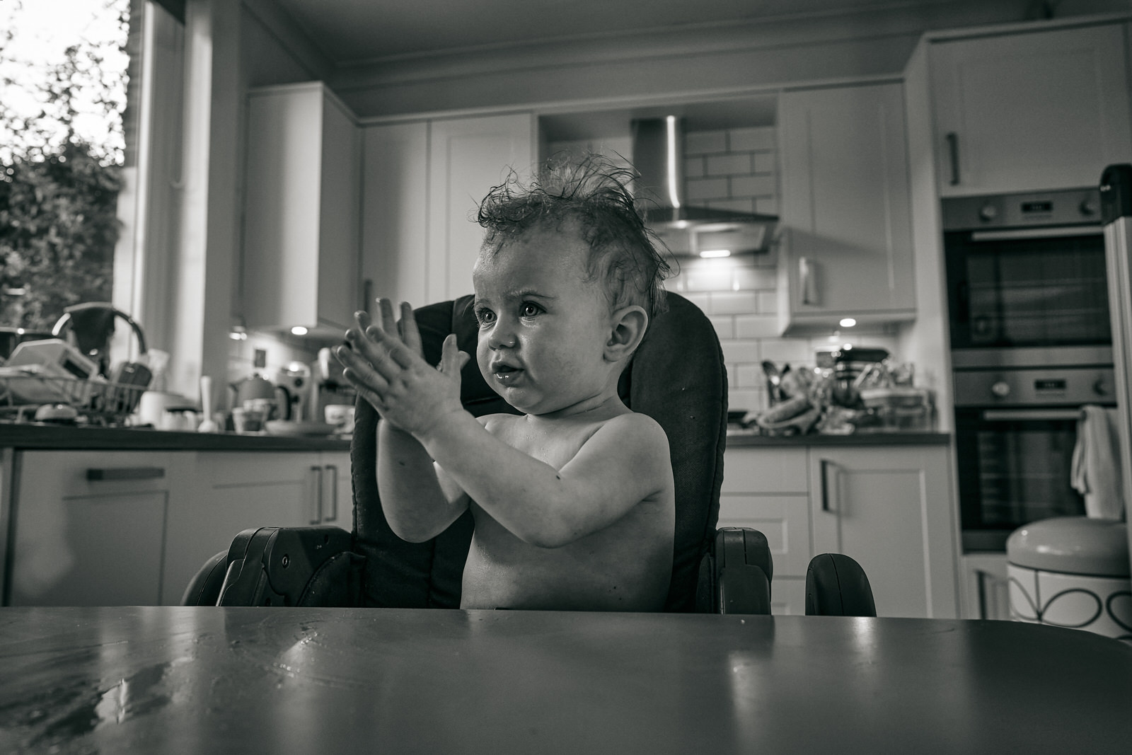 baby all clean after baby led weaning mess