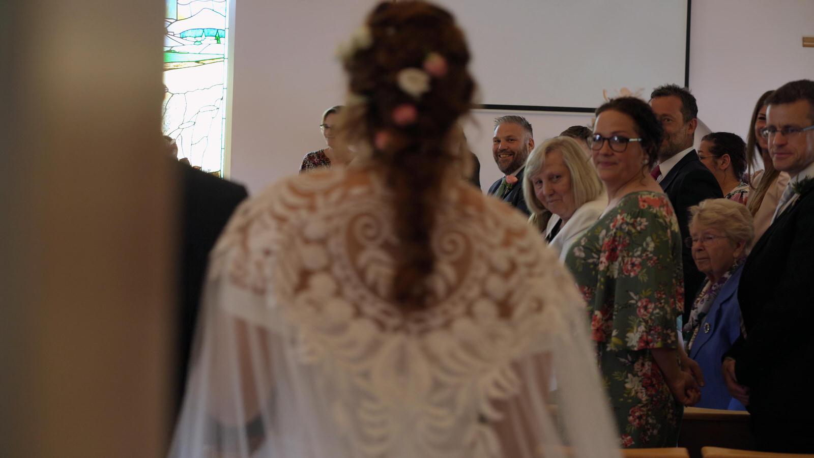 a grooms first look during a lancashire church ceremony