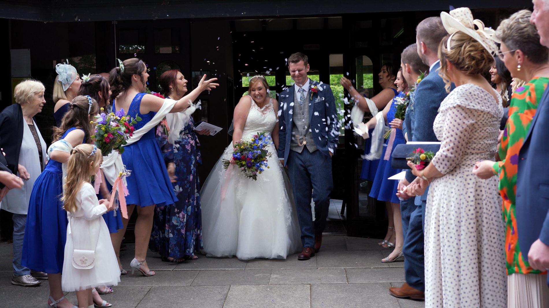 video confetti shot outside St Lukes Orrell