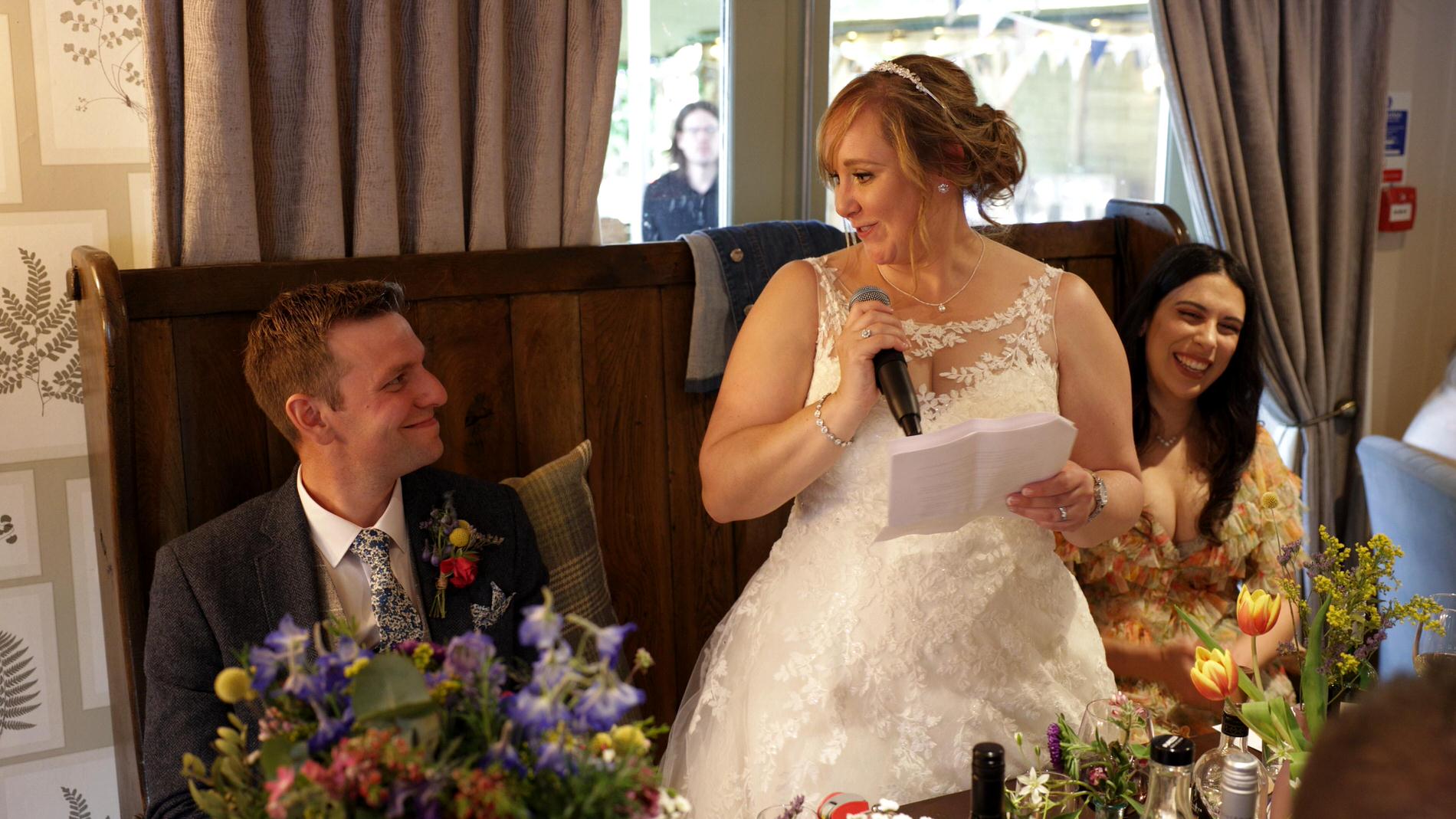 video still of bride speech at The Fox Roby Mill