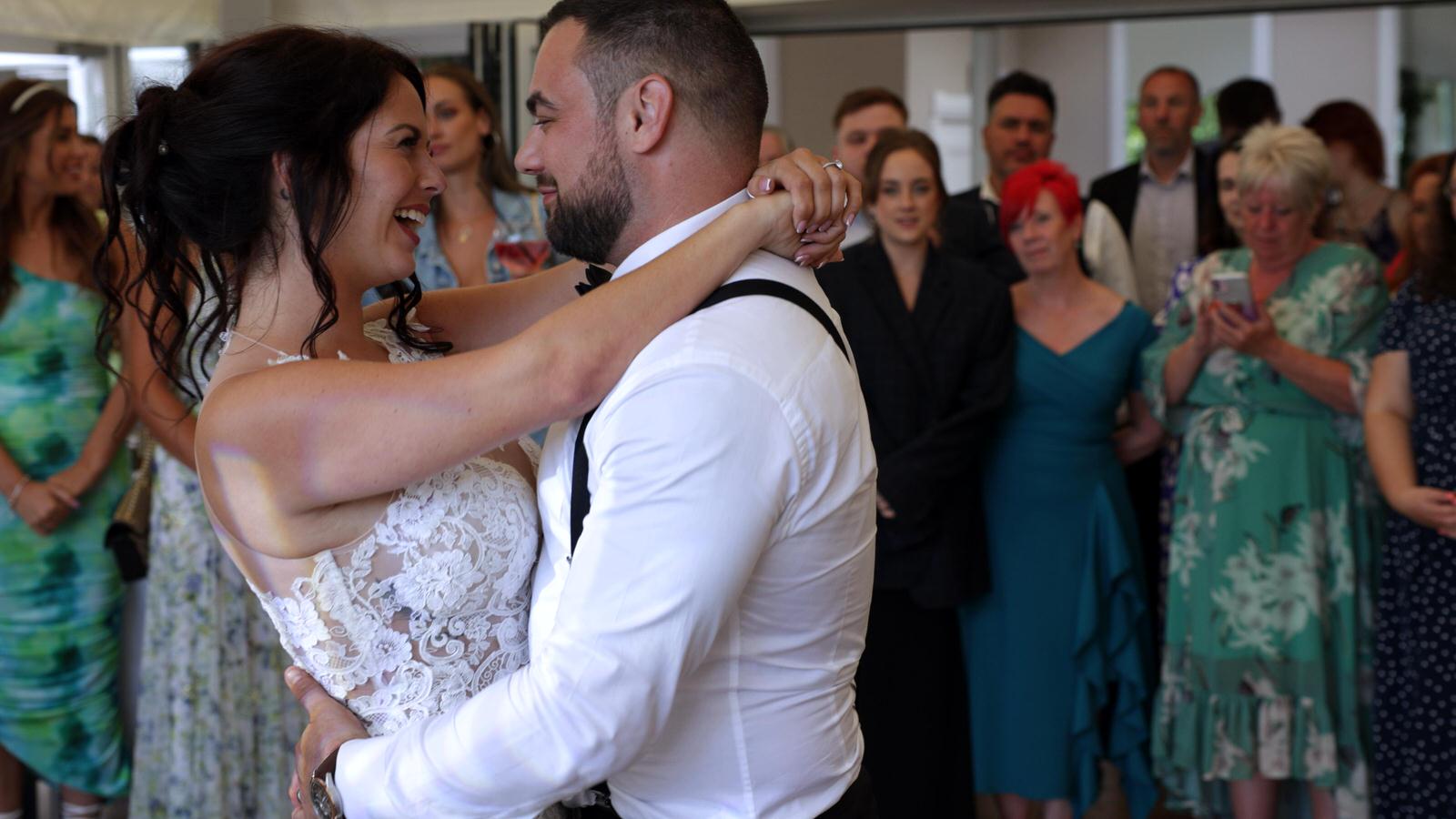 couple dance their first dance at capesthorne hall