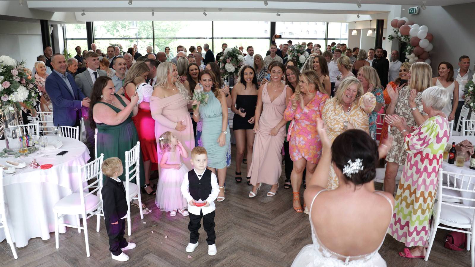 bouquet toss at The Castlefield Rooms Manchester