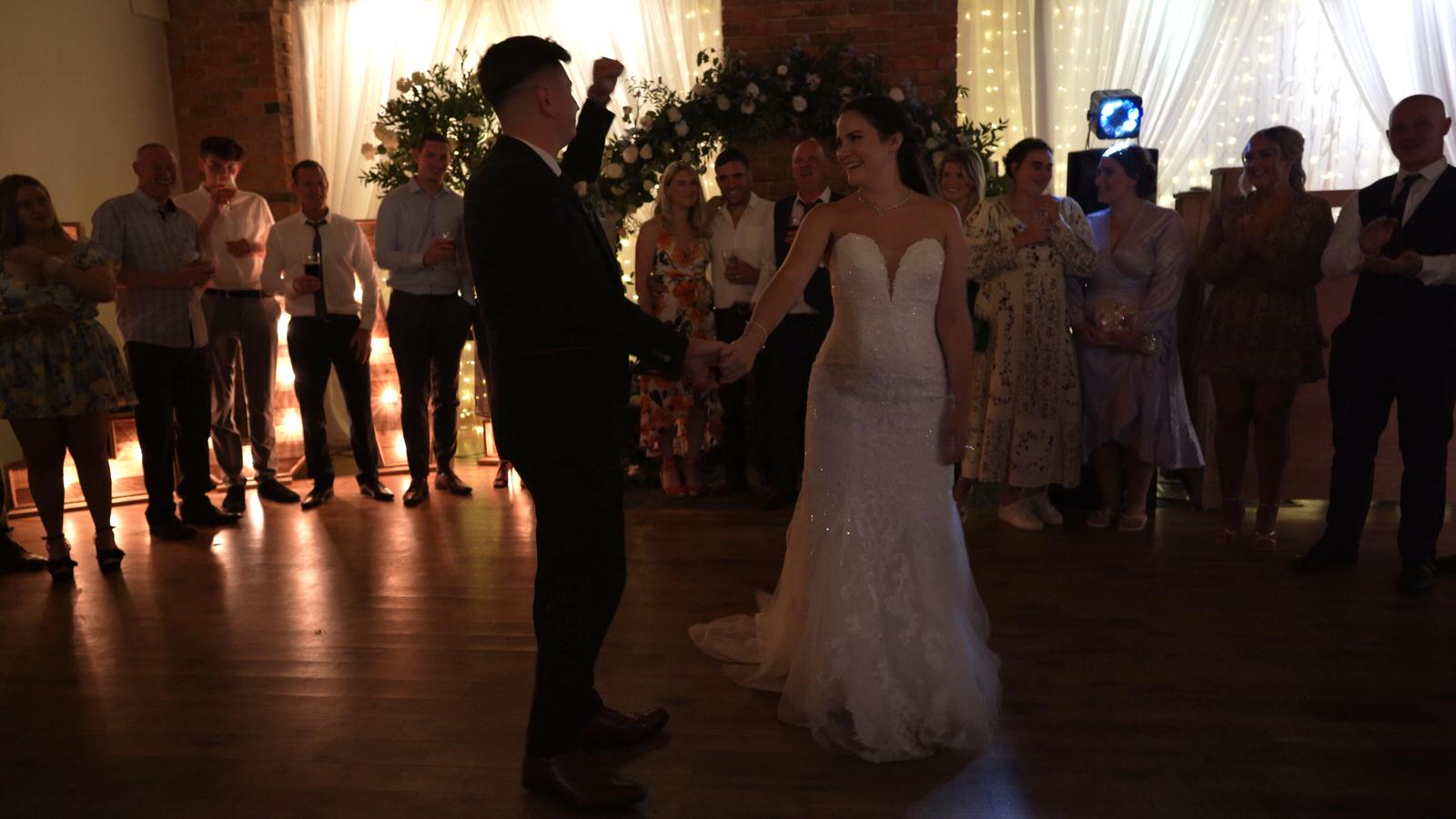 candlelit first dance at Charnock Farm