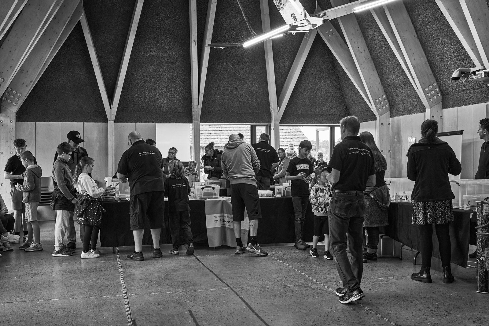 a wide room shot of the North West Reptile Club meet and greet at Brockholes near Preston