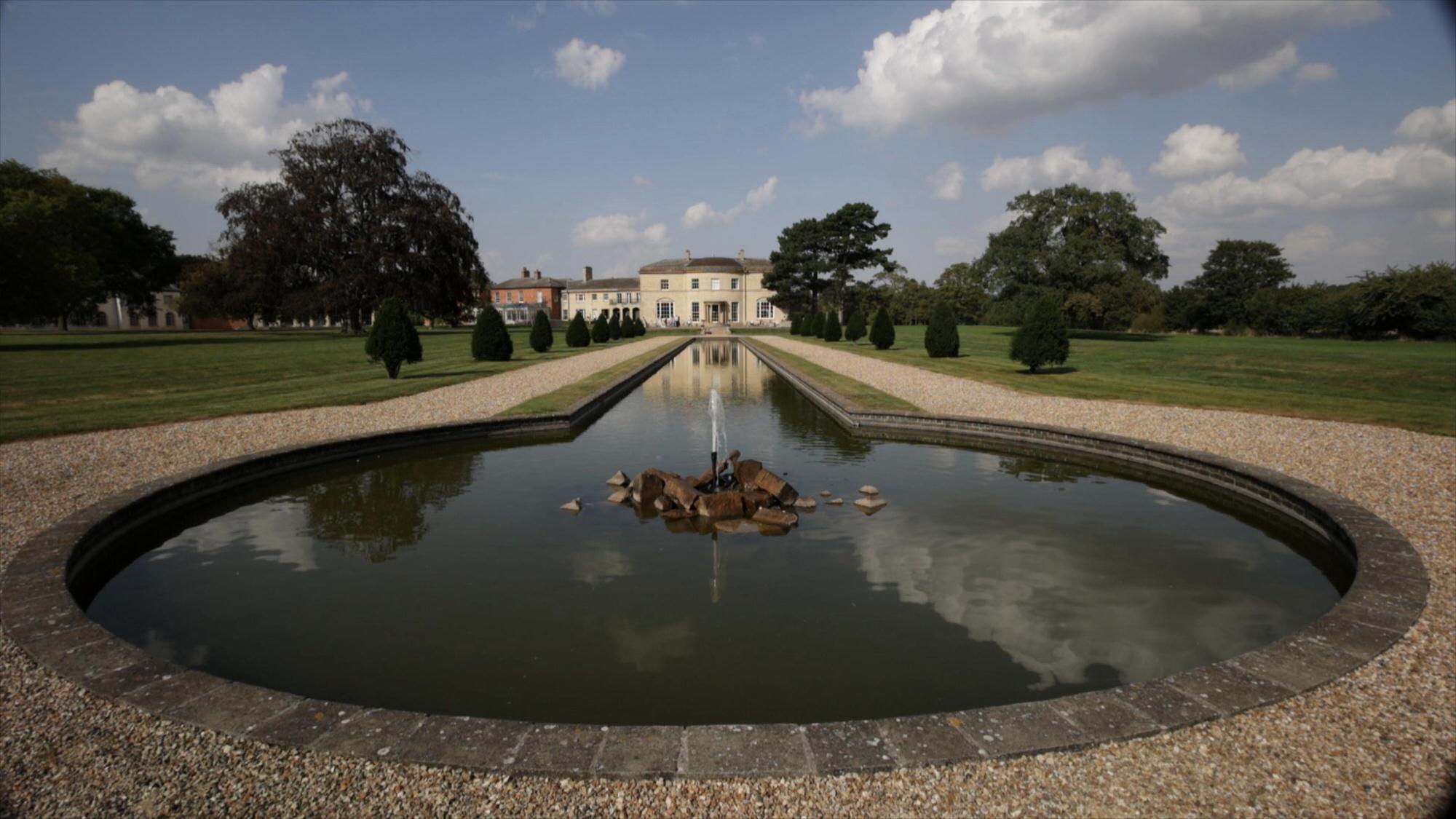 video still of Stubton Hall and their fountain near Newark Nottinghamshire