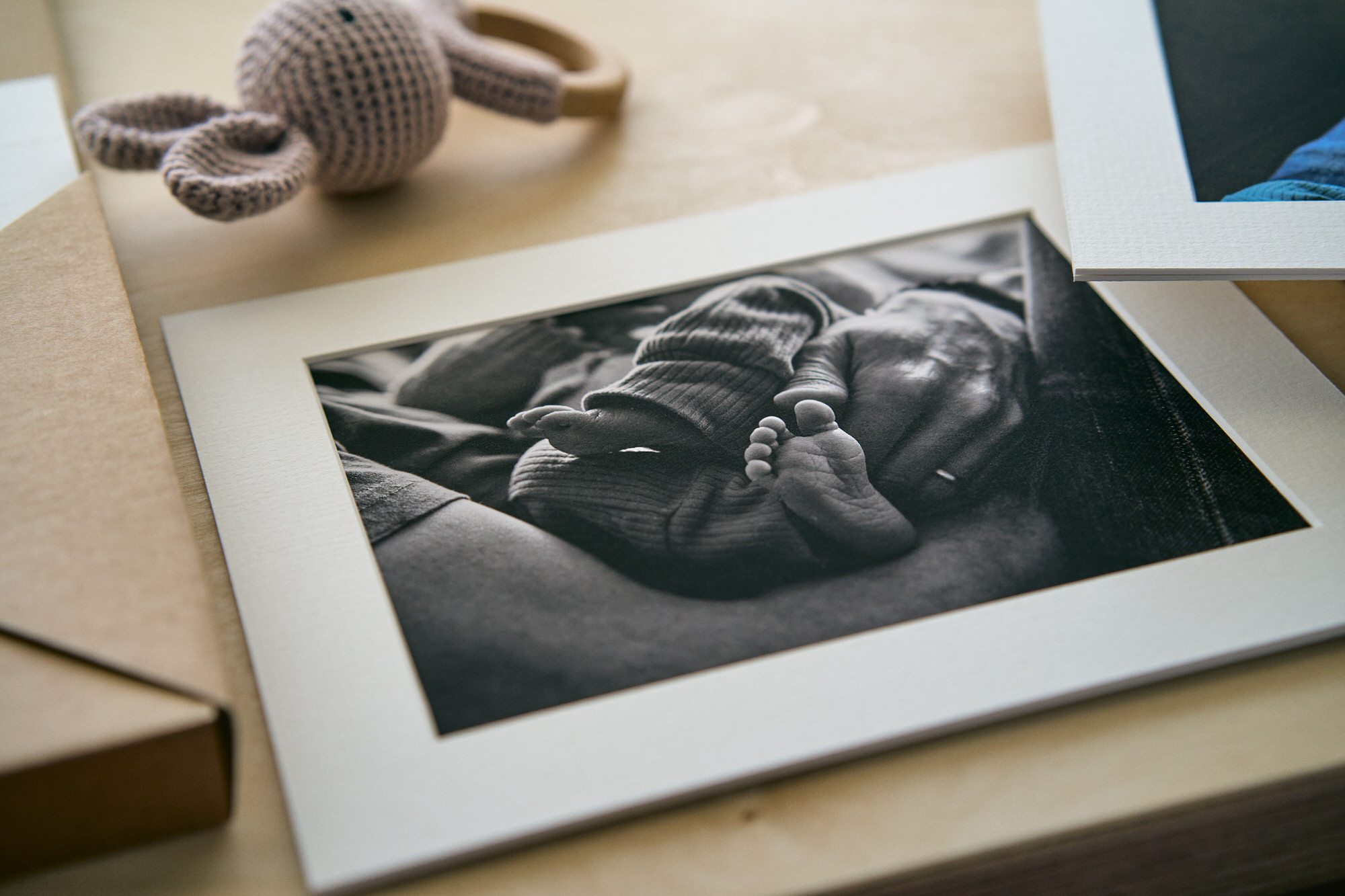 a close up of a professional newborn photo print