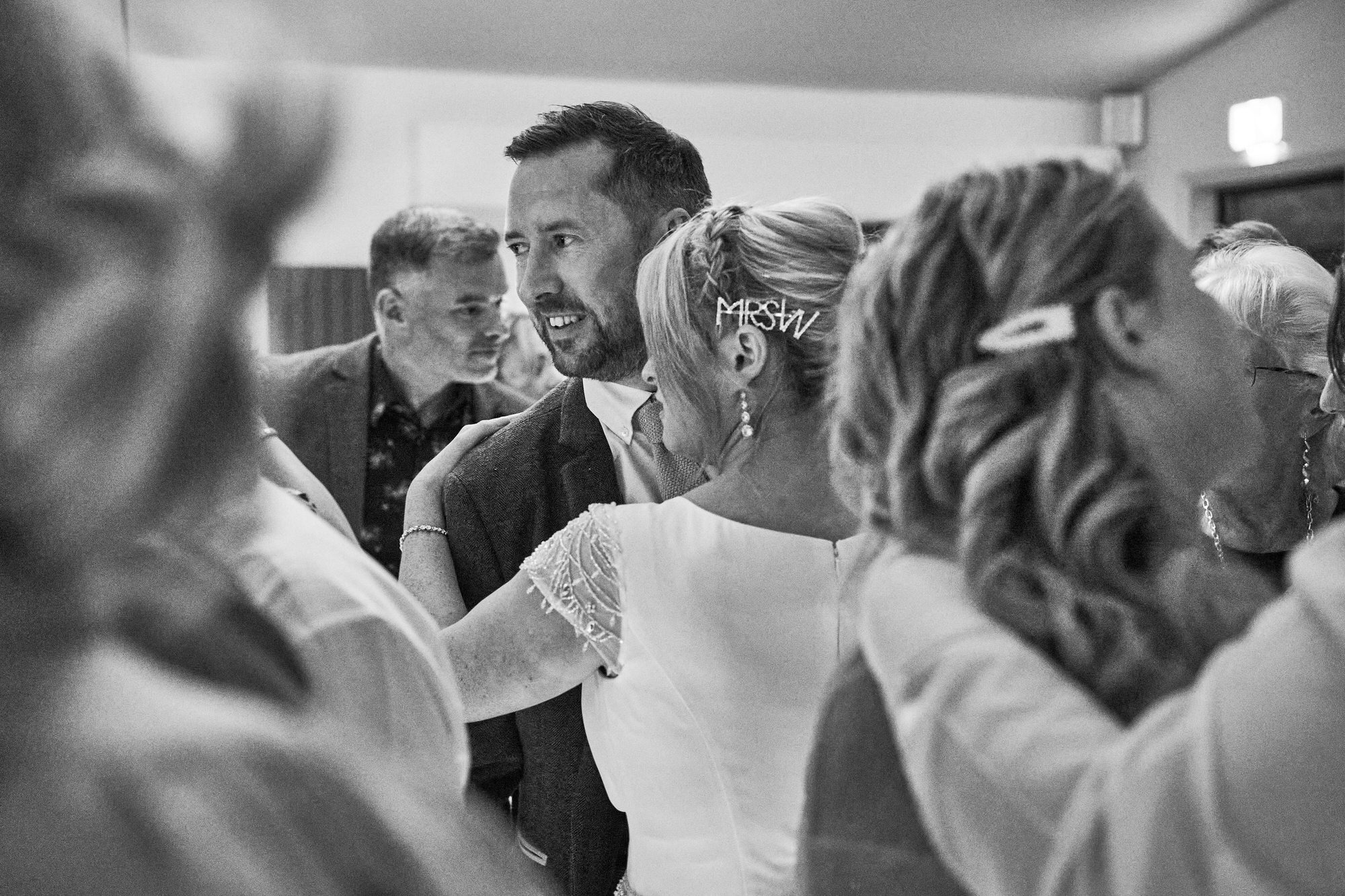 a photo of the couple dancing through the crowd at The Aviary Ormskirk