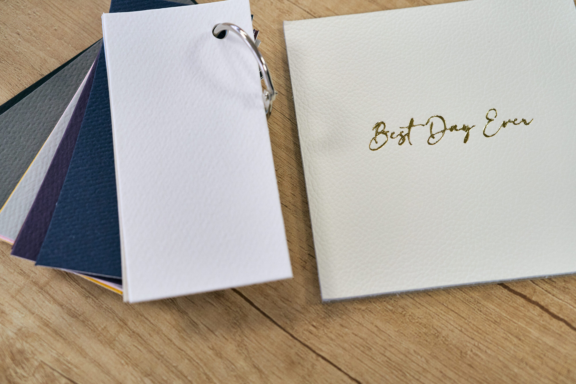 sample swatches of fabrics used for photo albums at Folio