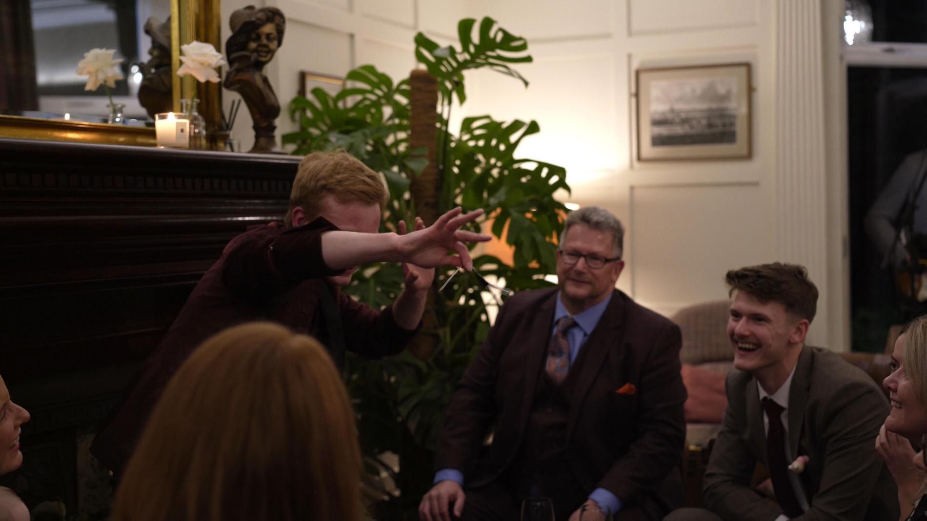 a video still of Zanda magician performing at Ashfield House Standish