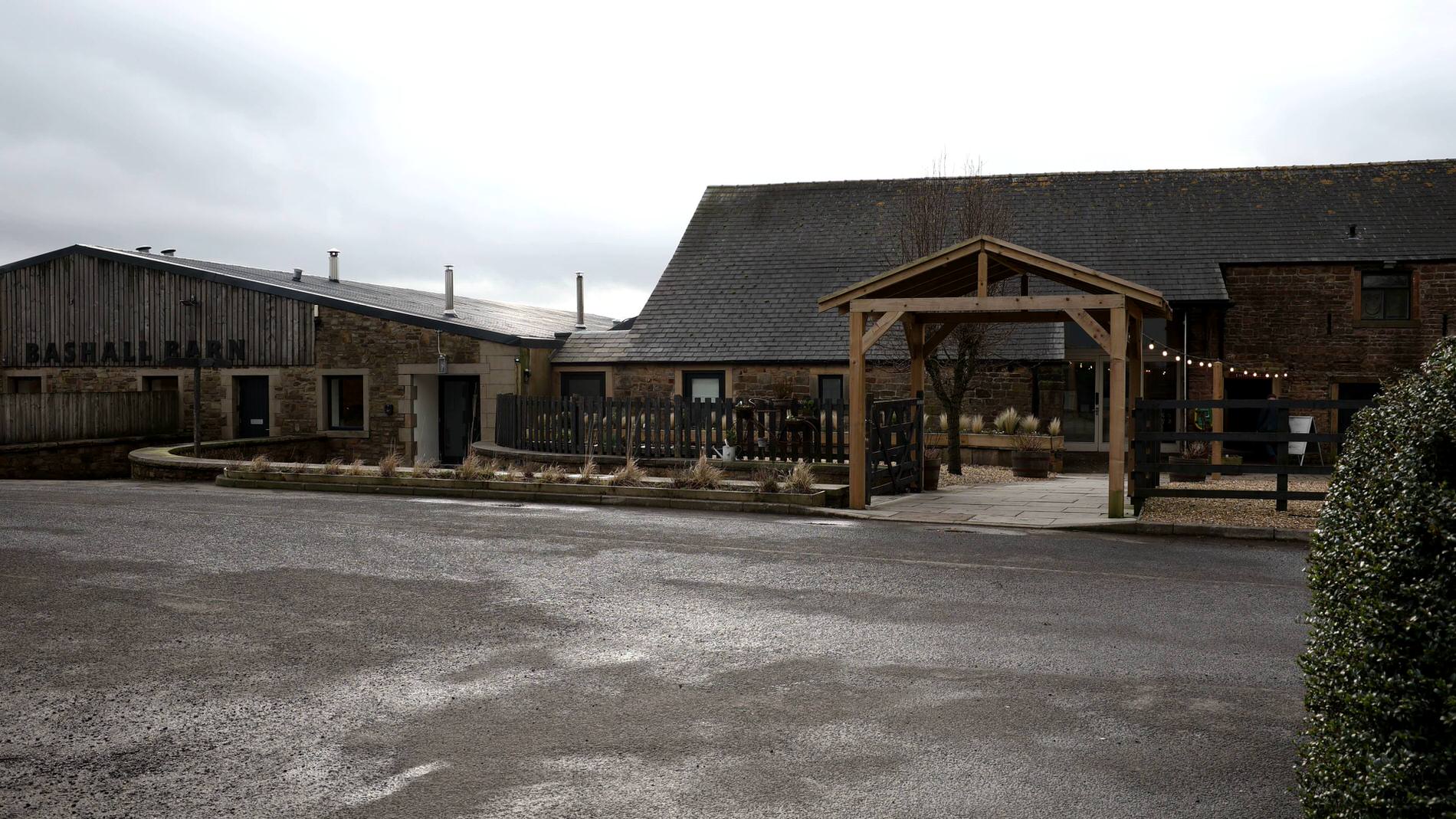 video still of the outside of Bashall Barn in Lancashire