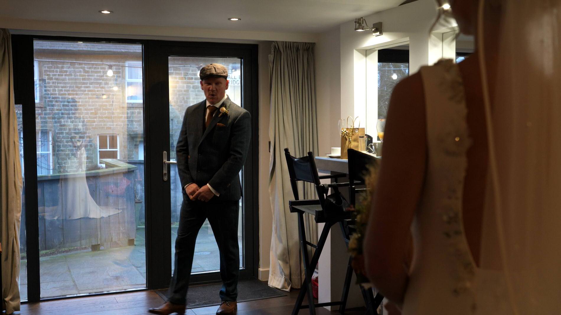 father of the bride is lost of words seeing his daughter as a bride