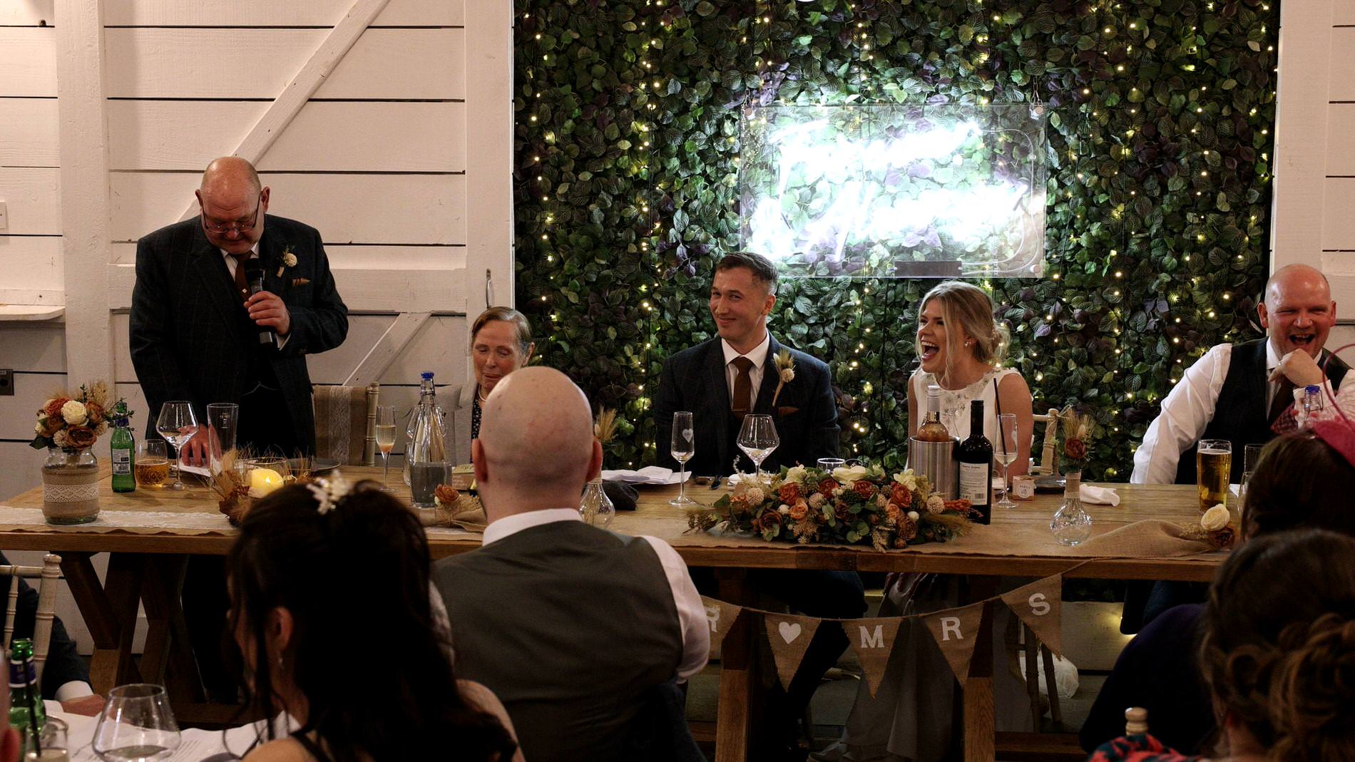 grandad as the best man makes everyone laugh during speech