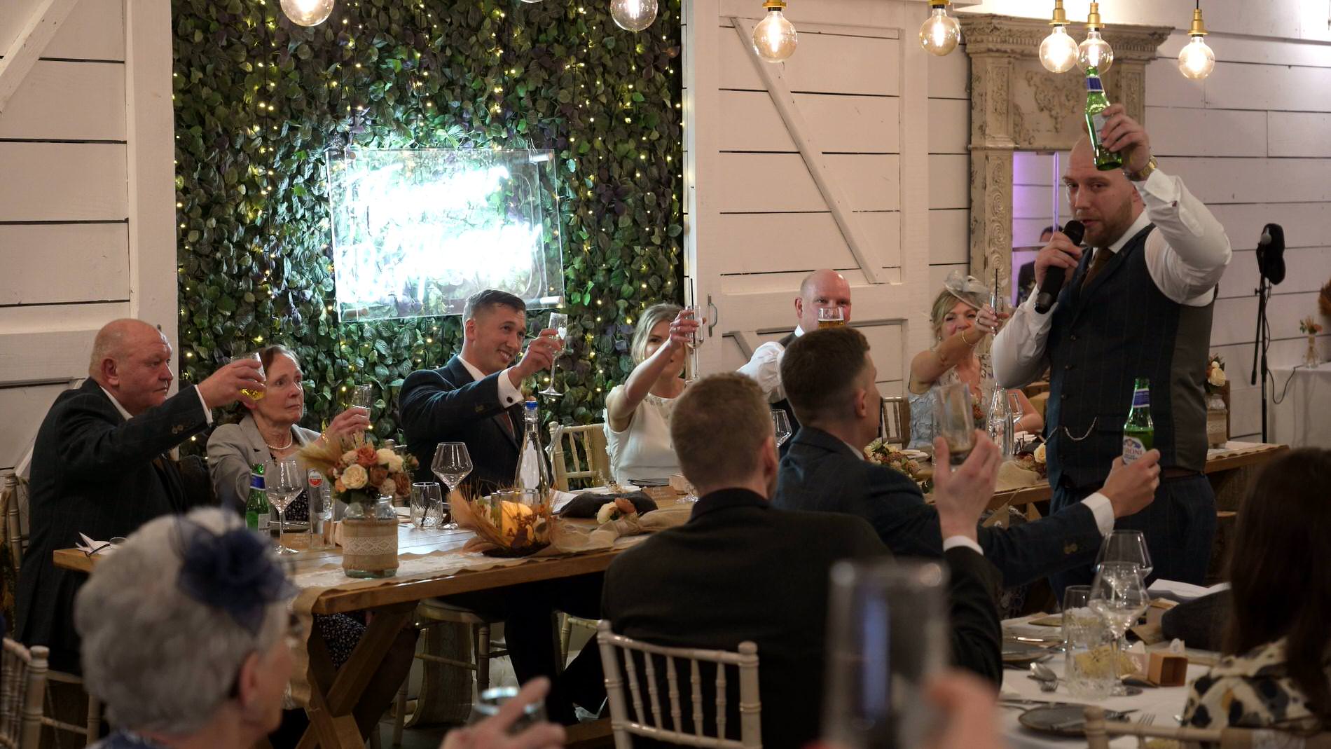 the best mans speech at Bashall Barn