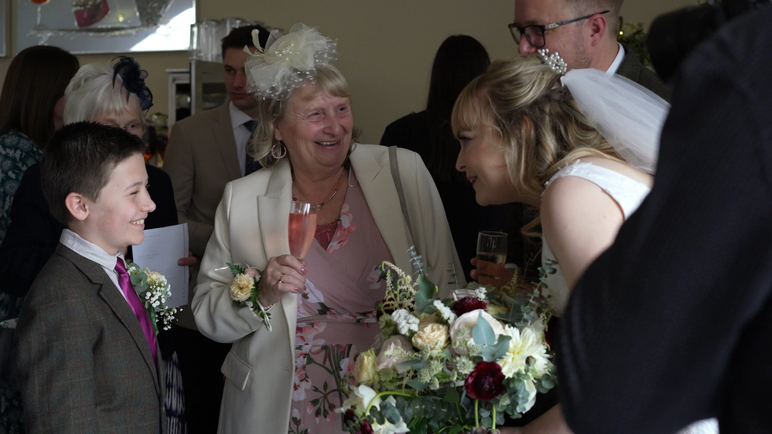 candid video moments of guests chatting and smiling with the couple at The Saddleworth Hotel