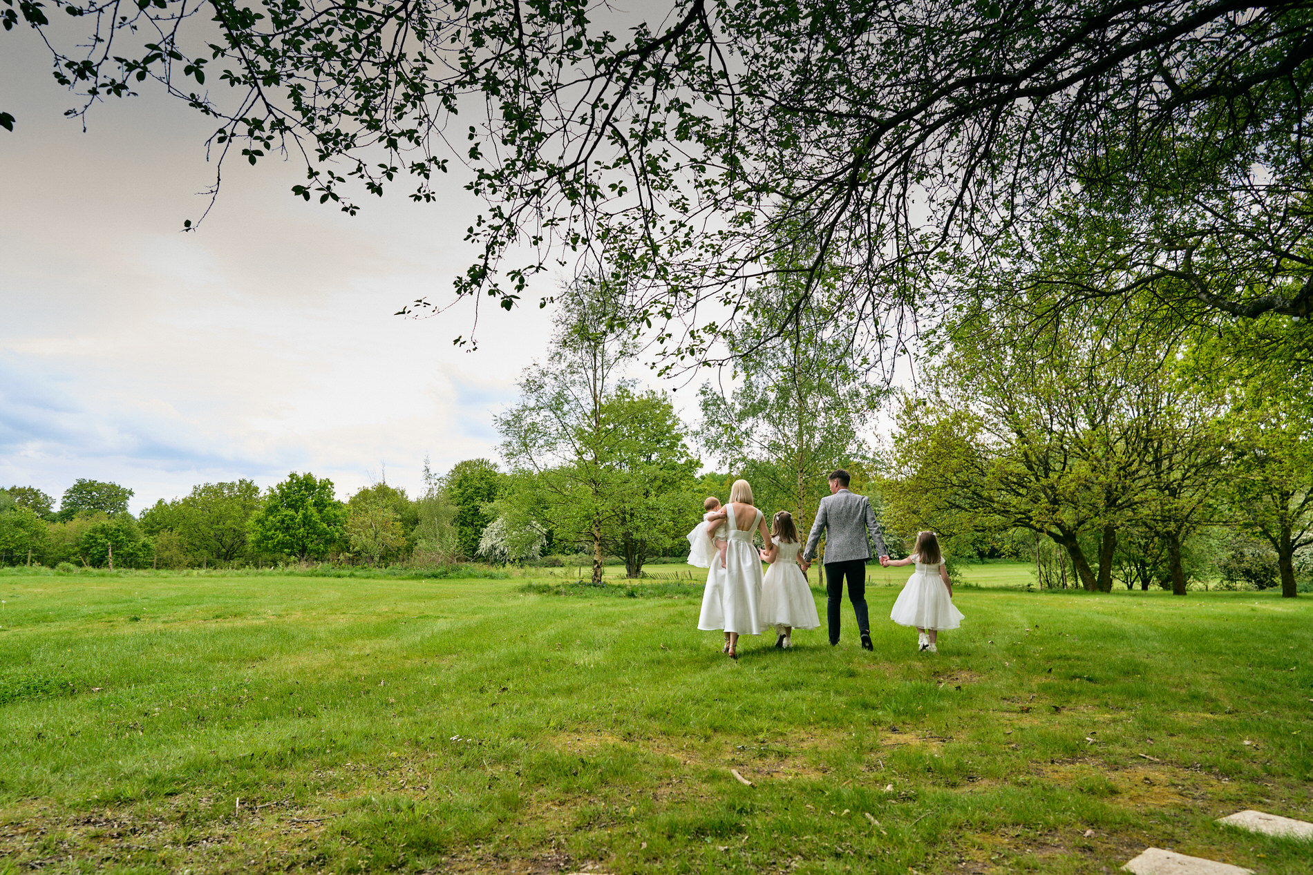 a family walk through the gardens at HollandHall in Lancashire